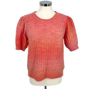 FRNCH Ribbed Knit Short Sleeve Sweater Peachy Pink Size Medium
